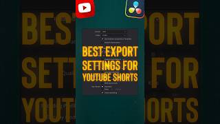 BEST EXPORT SETTING for Youtube Short in Davinci Resolve  2024 colorgrading [upl. by Adnical270]