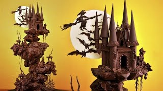 Spooky Chocolate Castle Cake Tutorial  Sample [upl. by Nanis]