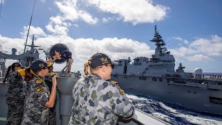 HMAS Supply dual replenishment at sea  RIMPAC 2022 [upl. by Harbird]