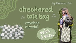 how to crochet a CHECKERED TOTE BAG  quick amp easy tutorial [upl. by Lebama]