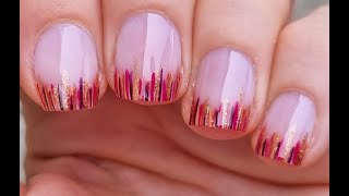 Autumn French Tip Nails  Fall Colored Nail Art Tutorial For Beginners  Easy Manicure At Home [upl. by Doralyn509]