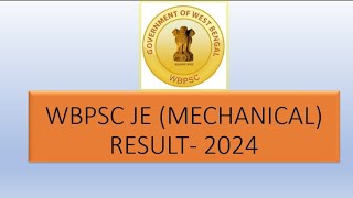 WBPSC JE MECHANICAL RESULT 2024 CUTOFF [upl. by Ecienahs]