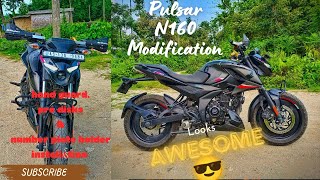 Pulsar N160 Modification🔥😎 Pro Disks Barkbuster Hand Guard amp Number Plate Holder Installation😍 [upl. by Khajeh]