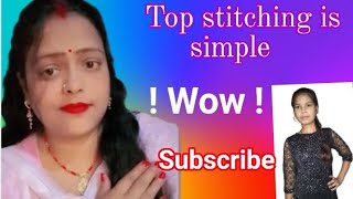 simple top stitching 🪡👕 new topstitching simple stitch beautifulstitching [upl. by Hewes]