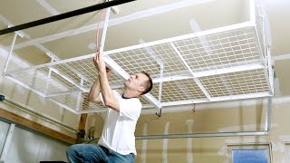 How to install a Overhead Garage Storage Rack  CEILING MOUNT SHELF [upl. by Dyol]