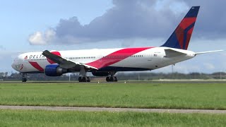 First on Youtube Delta B767400 with new BCRF livery close takeoff from Amsterdam Airport [upl. by Ahsetal]