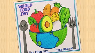 World Food Day Drawing World Food Day Poster Eat Healthy Stay Healthy Drawing [upl. by Rafa]