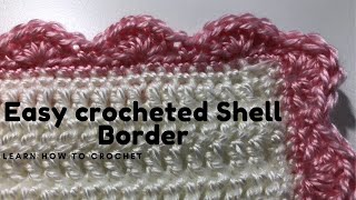 Easy Shell Border 5 Learn How to crochet a simple shell border [upl. by Silado799]