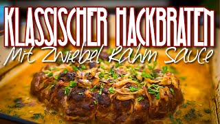 Hackbraten mit Zwiebel Rahm Sauce  Mega lecker und super für die kälteren Tage dutchoven rezepte [upl. by Tanberg]