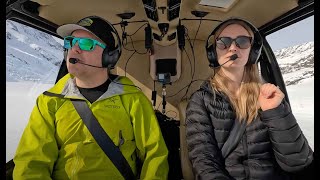 She was SO NERVOUS  Winter helicopter tour in Alaska [upl. by Alaj]