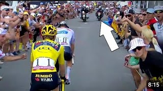 Momento en que la moto frena el ATAQUE de Pogacar ¡La cara de Pogacar y Jonás 🔥⚔️ TDF2023 [upl. by Schuler]