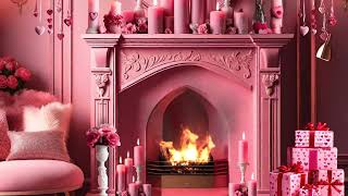 A Pink Valentines Day Fireplace Ambience 🩷 [upl. by Ardnauq849]