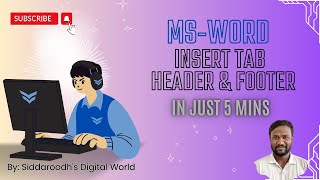 MSWord Header  Footer Siddaroodhs Digital World [upl. by Meikah995]