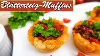 herzhafte Blätterteig Muffins mit Hackfleisch und Käse [upl. by Ynor]