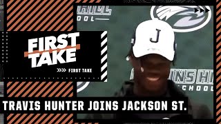 Reacting to Deion Sanders amp Jackson State landing No 2 overall recruit Travis Hunter  First Take [upl. by Edette]