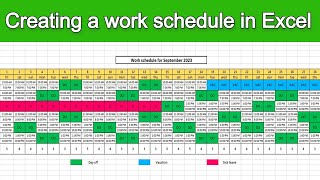 How to create a work schedule in Excel [upl. by Brentt]