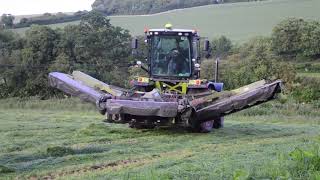 Claas Xerion 3300vc with Claas Butterfly mowers at Glovers Farm 2023 [upl. by Anina624]