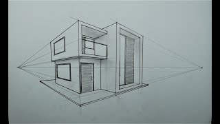 architectural how to draw modern house in 2 point perspective 40 [upl. by Erin]