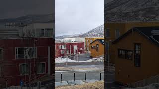 Charming townscape with colorful buildings against a snowy mountain backdropnaturelovers travel [upl. by Ticon623]