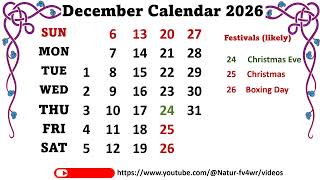 December Calendar 2026 decembercalender2026 [upl. by Lelah]