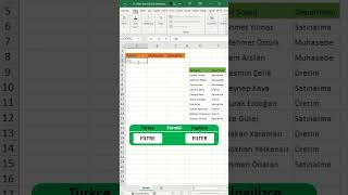 Excelde Filtre Formülünü Verilerinizde Nasıl Kullanabilirsiniz excel filtre shorts [upl. by Imoyaba]