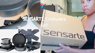 Review SENSARTE 17 Piece Pots and Pans Set Detachable Handle  Black [upl. by Aicissej]