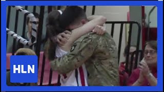 Military brother surprises sister at her last game [upl. by Starkey93]