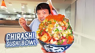 BIGGEST Chirashi SUSHI BOWL Hougang Hainanese Hawker Center Food Tour in Singapore [upl. by Addi929]