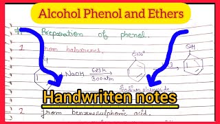 AlcoholPhenol and Ethers Organic chemistry class 12th Detailed handwritten Notes based on NCERT [upl. by Kola895]