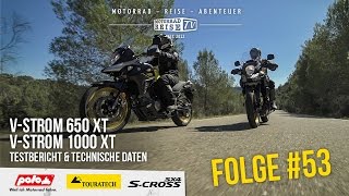 Suzuki VStrom 650 XT amp VStrom 1000 XT – Test Daten Preise Crash MotorradreiseTV Folge 53 [upl. by Hailey780]