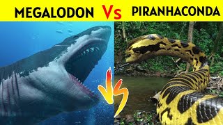 MEGALODON vs PIRANHACONDA  क्या Hybrid Snake मार पायेगा Sea Monster को [upl. by Fernando449]