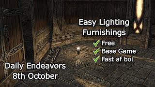 Easy Lighting Endeavor  Daily Endeavors Walkthrough  ESO 8th October [upl. by Olli]