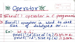 Sizeof operator in C programming in hindi unary Operators sizeof  Indigenous Coding [upl. by Herminia59]