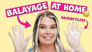 BALAYAGE AT HOME 😳  DIY Highlights [upl. by Marilla999]