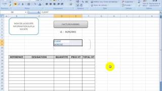 EXCEL Création dune facture simple [upl. by Akelahs818]