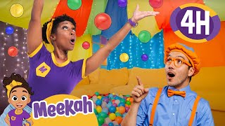 Blippi amp Meekahs Gigantic Big Fort Adventure  4 HOURS OF MEEKAH  Educational Videos for Kids [upl. by Belak]