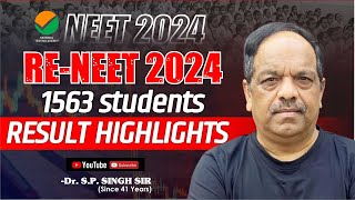 RENEET 2024 RESULT  1563 STUDENTS RESULT HIGHLIGHTS  Dr SP SINGH SIR  RENEET2024RESULT [upl. by Annawaj]