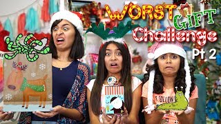 Worst Gift Challenge  Part 2  Opening Christmas Presents  GEM Sisters [upl. by Nagaer275]