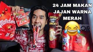 24 JAM MAKAN JAJAN WARNA MERAH 😂❤️ [upl. by Rehposirhc]