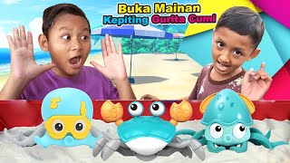 Praya Unboxing Mainan Lucu Bentuk Kepiting Gurita Dan Cumi Cumi Bisa Berenang [upl. by Ddej]