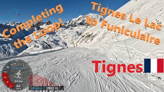 4K Skiing Tignes Tignes Le Lac to Funiculaire PerceNeige Completing Loop France GoPro HERO11 [upl. by Happ937]