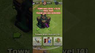 TOWN HALL LEVEL 1 TO 16 IN ClashOfClans clashofclans coc shorts townhall16base games [upl. by Enida575]