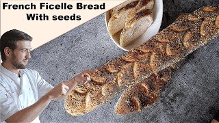 Homemade French Ficelles Bread with a mix of Seeds [upl. by Irrol371]