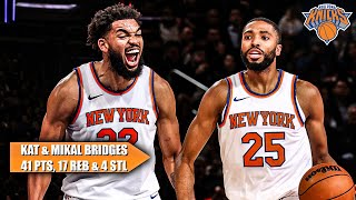 KarlAnthony Towns amp Mikal Bridges combine for 41 PTS in Knicks preseason win 😤  NBA Highlights [upl. by Aztiram]