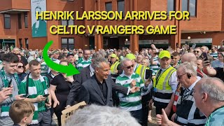 HENRIK LARSSON ARRIVES FOR CELTIC VS RANGERS GAME  KING OF KINGS [upl. by Lacy217]