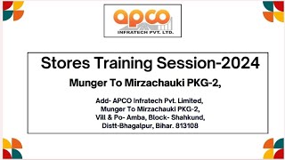 Apco Infratech Ltd Stores Training Session2024 At HO Vibhuti Khand Gomati Nagar Lucknow stores [upl. by Dupre]