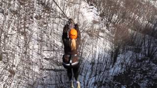 Bovec zipline  canyon Učja WINTER  8 ziplines [upl. by Edorej625]