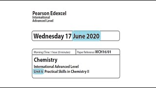 Unit 6 June 2020  A2 Chemistry Edexcel  Dr Hanaa Assil [upl. by Giorgio122]