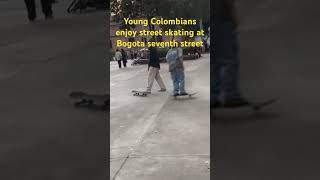 Young Colombians enjoy street skating at Bogota seventh street skating ting [upl. by Llednov864]