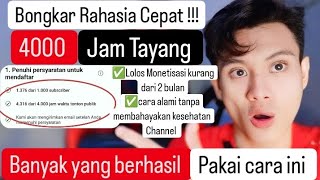 RAHASIA CEPAT DAPAT 4000 JAM TAYANG TERNYATA GAMPANG BANGET [upl. by Carmina]